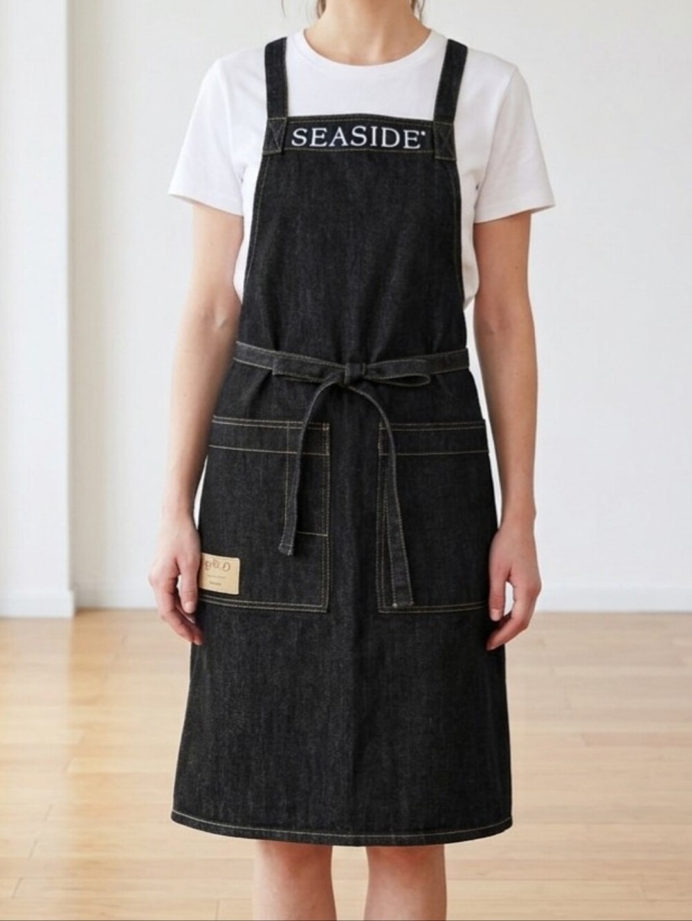 Seaside Florida Bib Apron Indigo Denim Embroidered